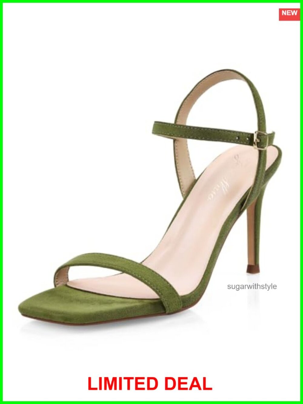 Strappy High Heeled Sandals 3 Inch Square Open Toe Stiletto Slingback Ankle